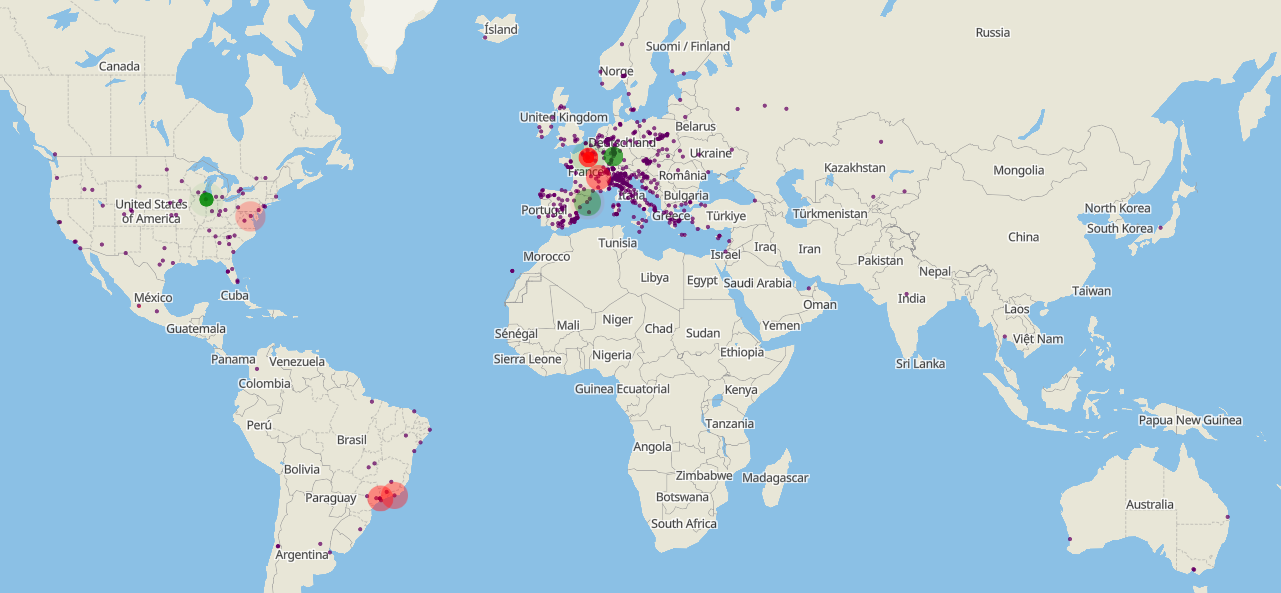 Global map pinpointing bike access points